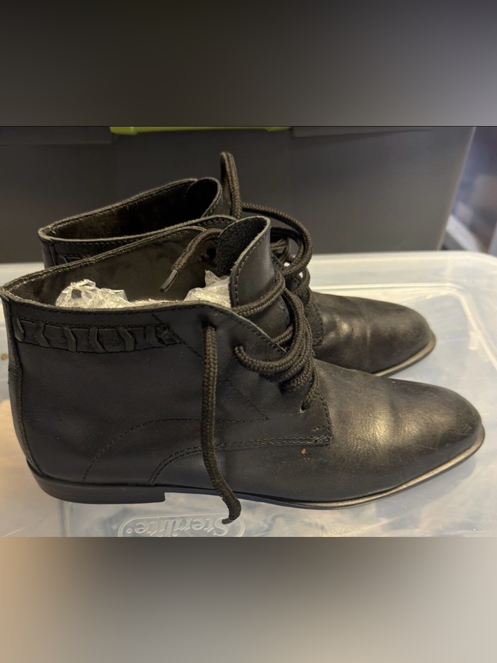 Brioso Shoes Women’s Lace Up Ankle Booties Black Leather Size 7.5 M US